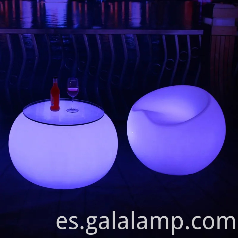 Silla redonda de iluminación LED moderna y mesa de mesa